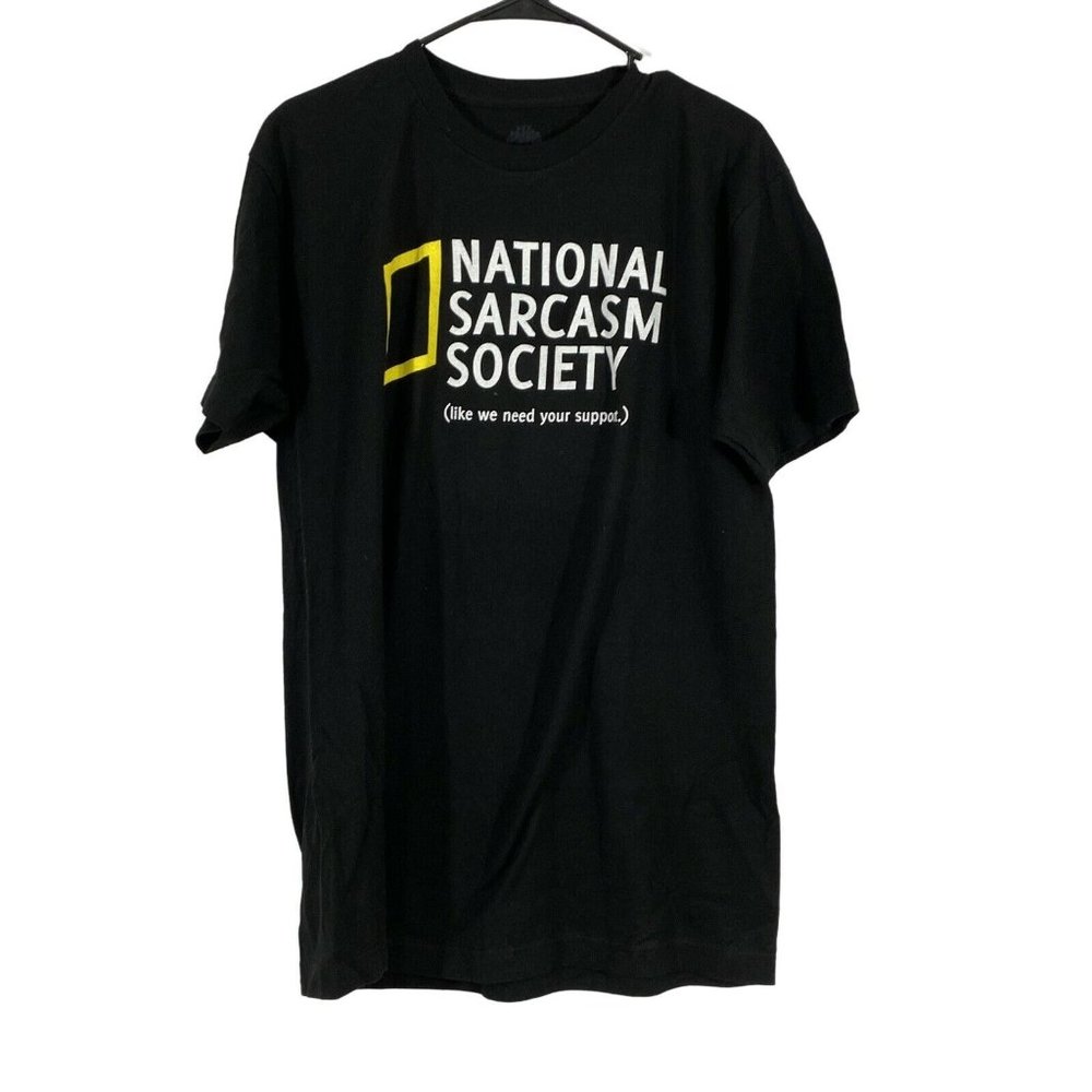 National Sarcasm Society Annarbor Mens Black Cotton Round Neck T Shirt Size L
